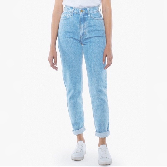 American Apparel High-Waisted Light Wash Mom Jeans - Picture 1 of 5